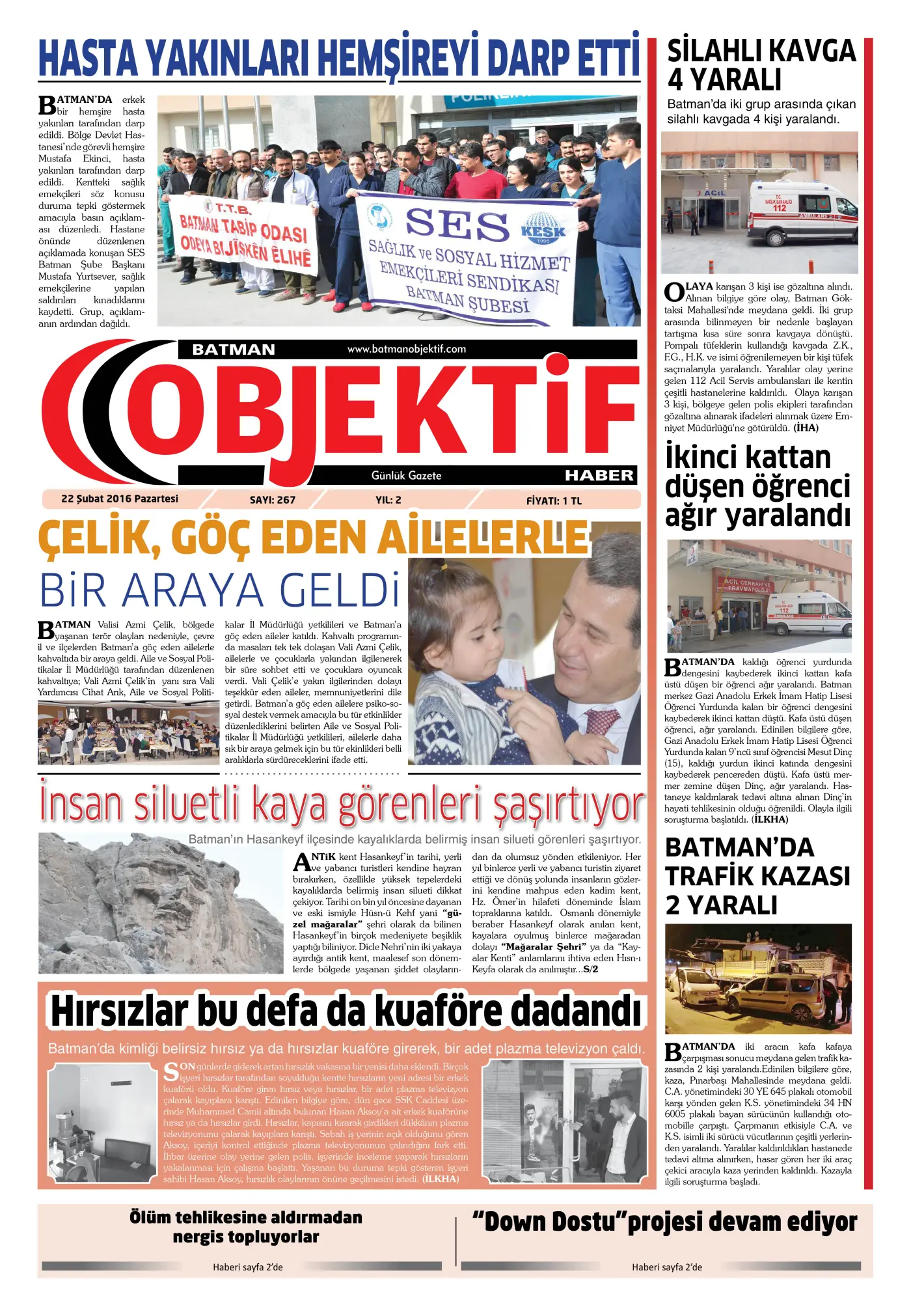 22.02.2016 tarihli sayı, 1. sayfa