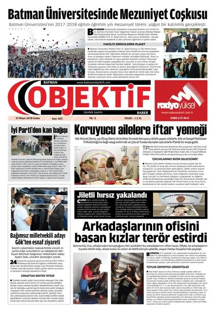 24.05.2018 tarihli sayı, 1. sayfa