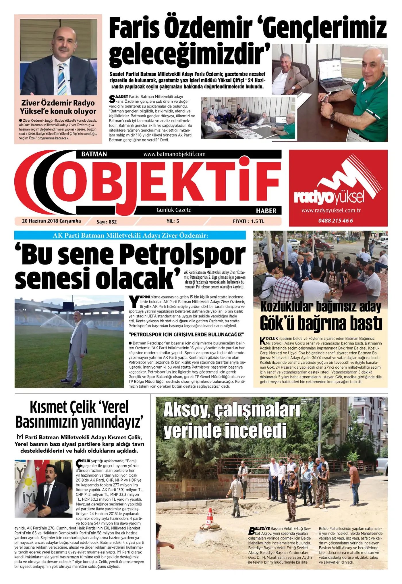 19.06.2018 tarihli sayı, 1. sayfa