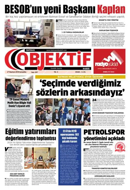 26.06.2018 tarihli sayı, 1. sayfa