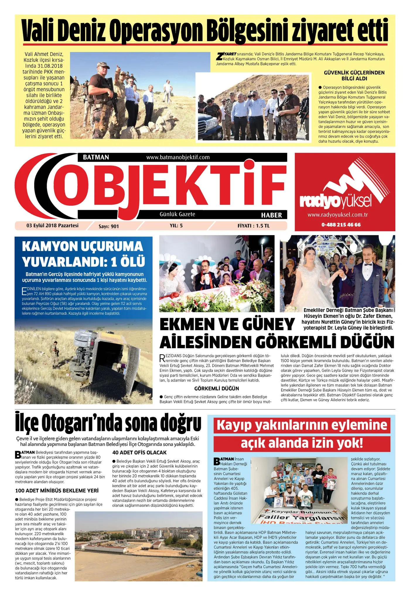 03.09.2018 tarihli sayı, 1. sayfa
