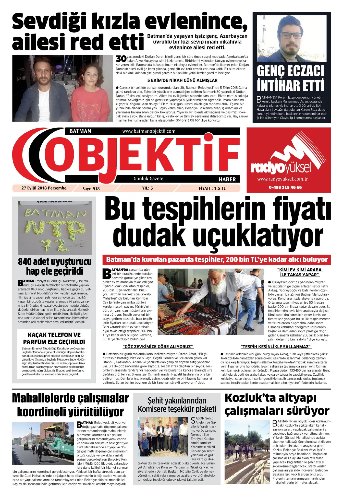 26.09.2018 tarihli sayı, 1. sayfa