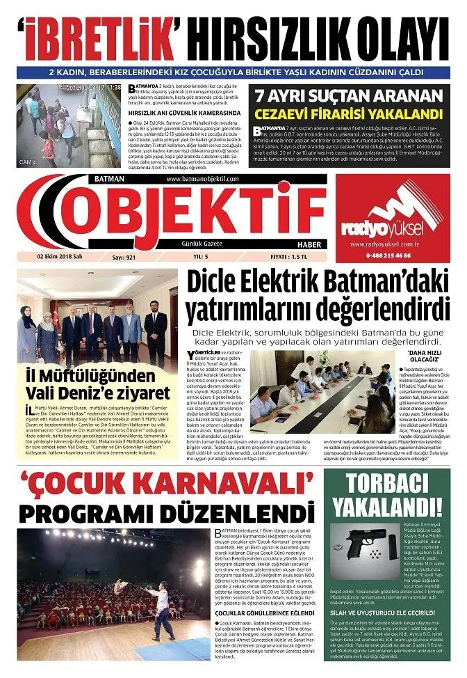 02.10.2018 tarihli sayı, 1. sayfa