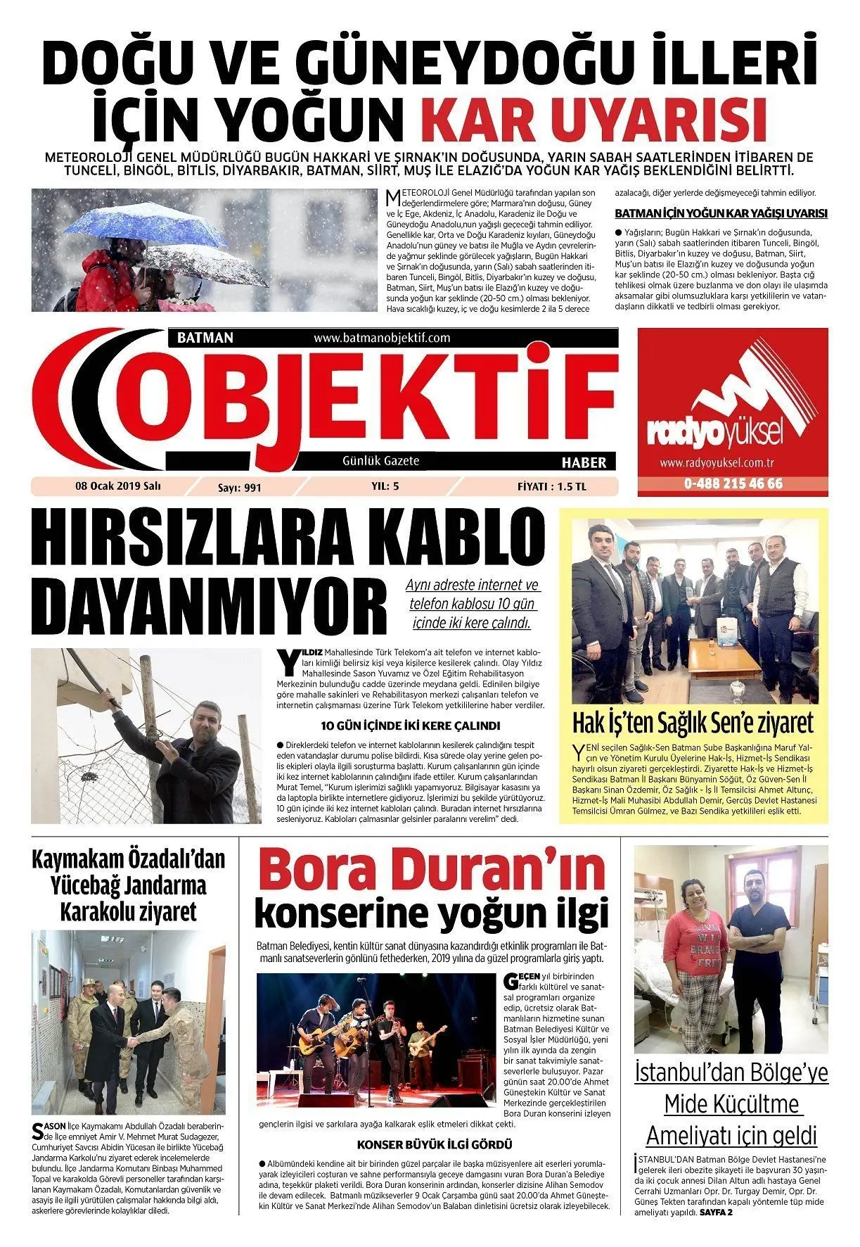 07.01.2019 tarihli sayı, 1. sayfa