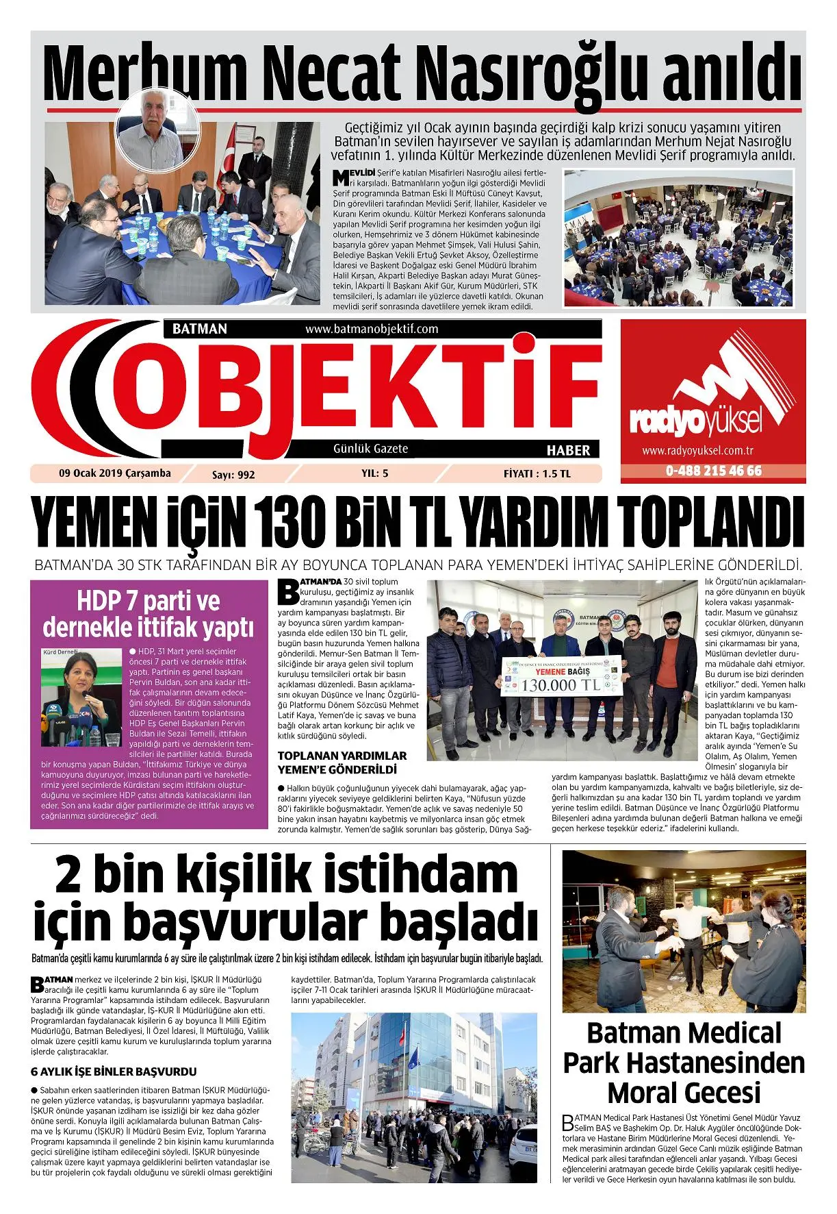 11.01.2019 tarihli sayı, 1. sayfa