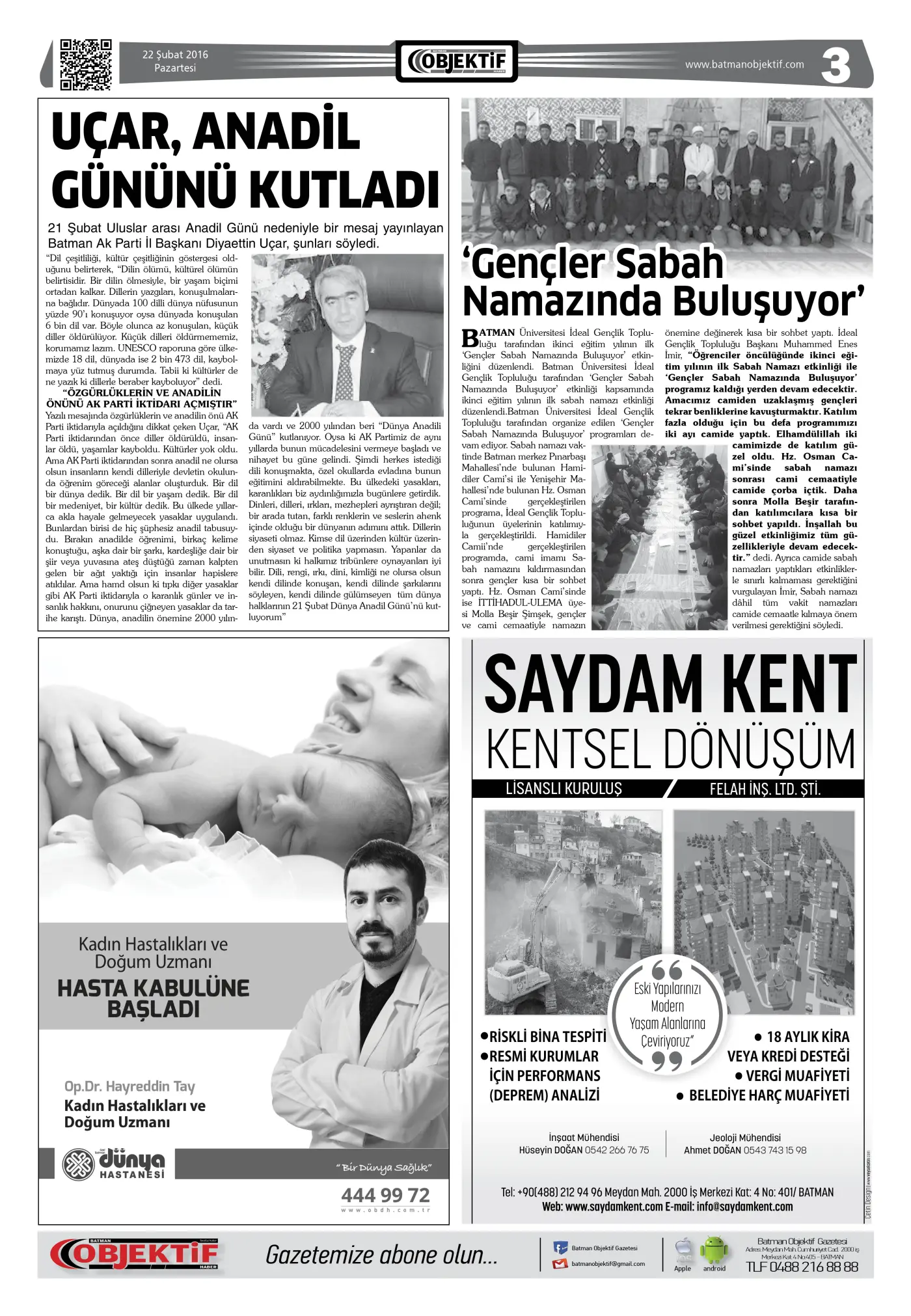 22.02.2016 tarihli sayı, 3. sayfa
