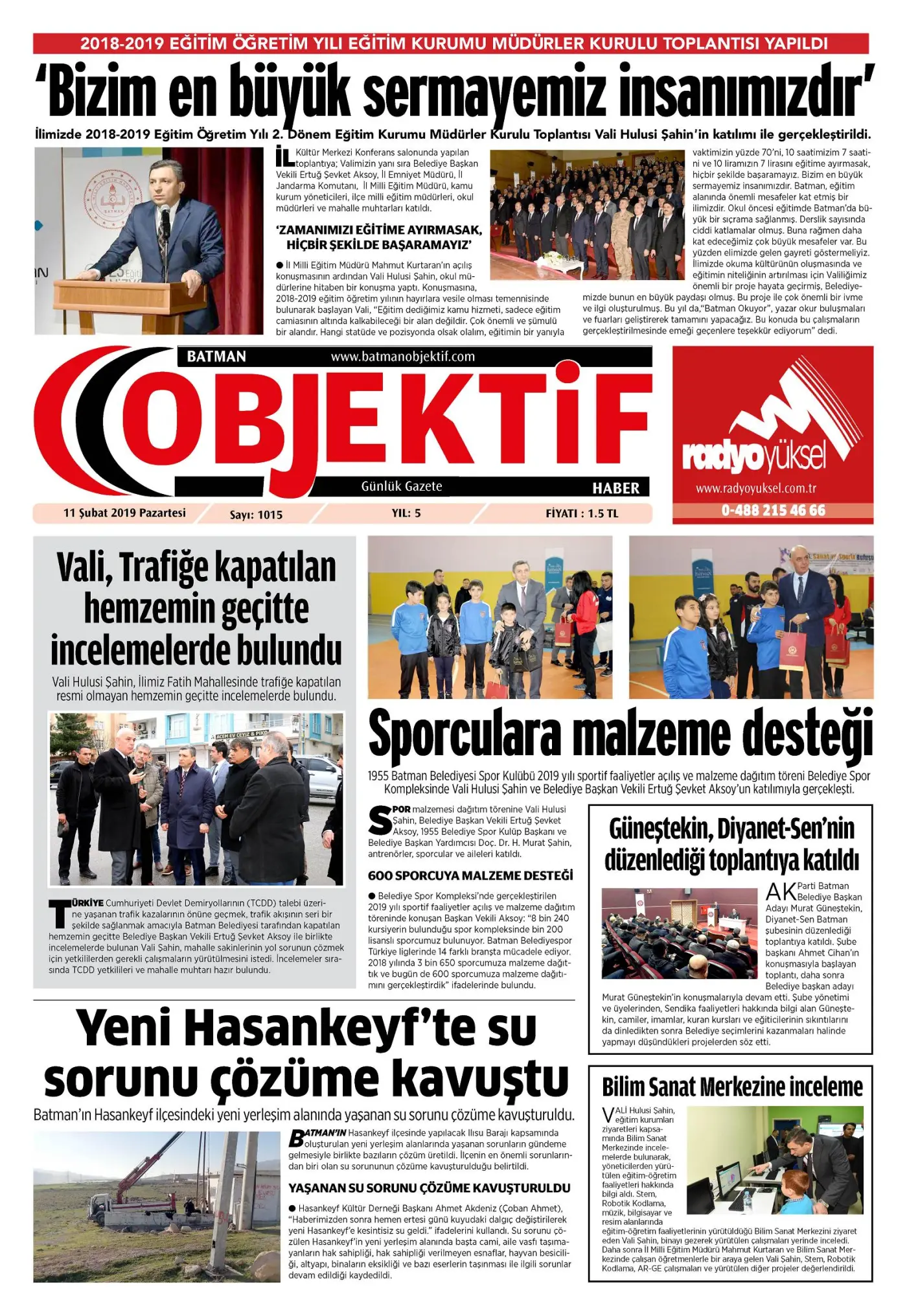 10.02.2019 tarihli sayı, 1. sayfa