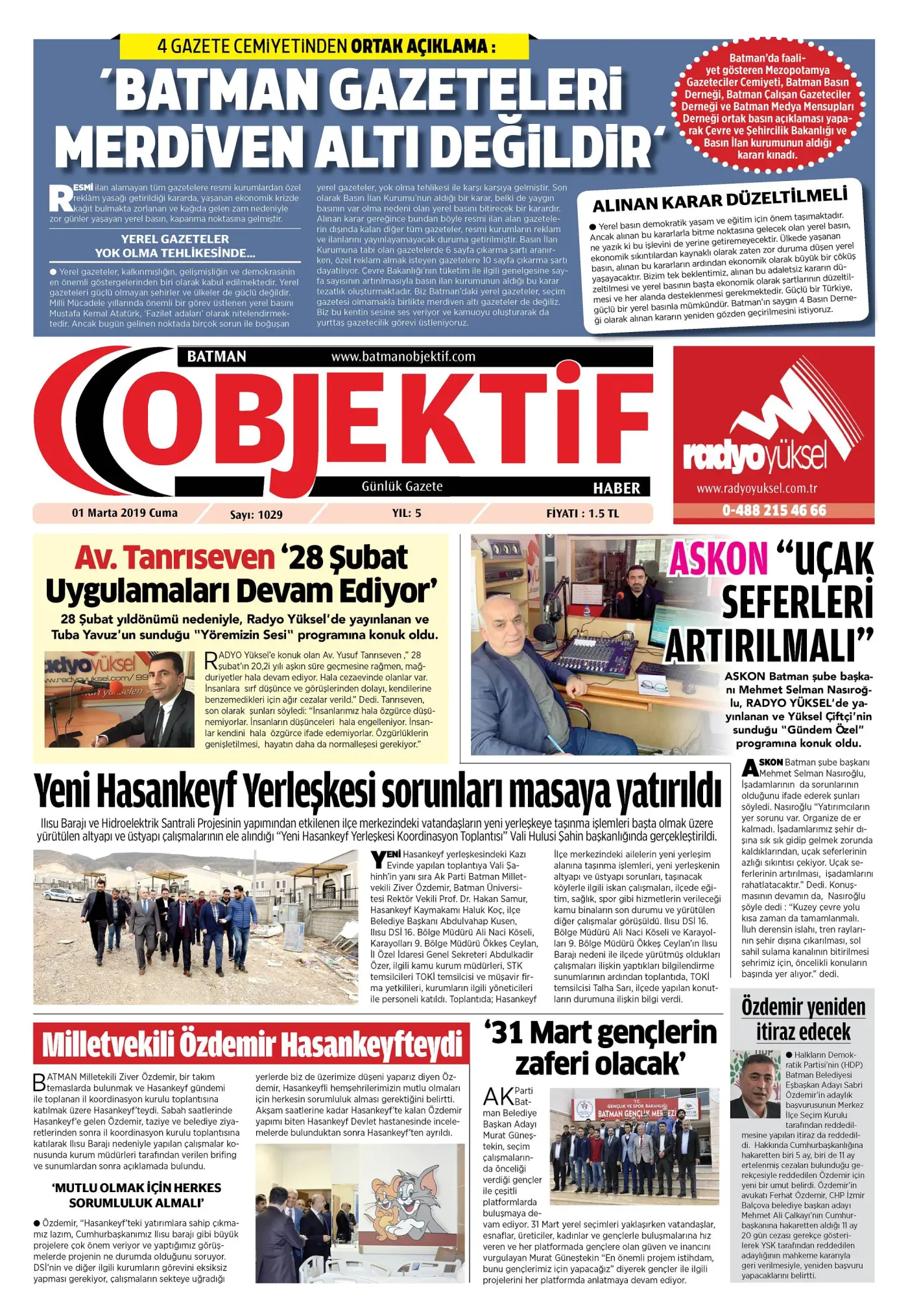 28.02.2019 tarihli sayı, 1. sayfa