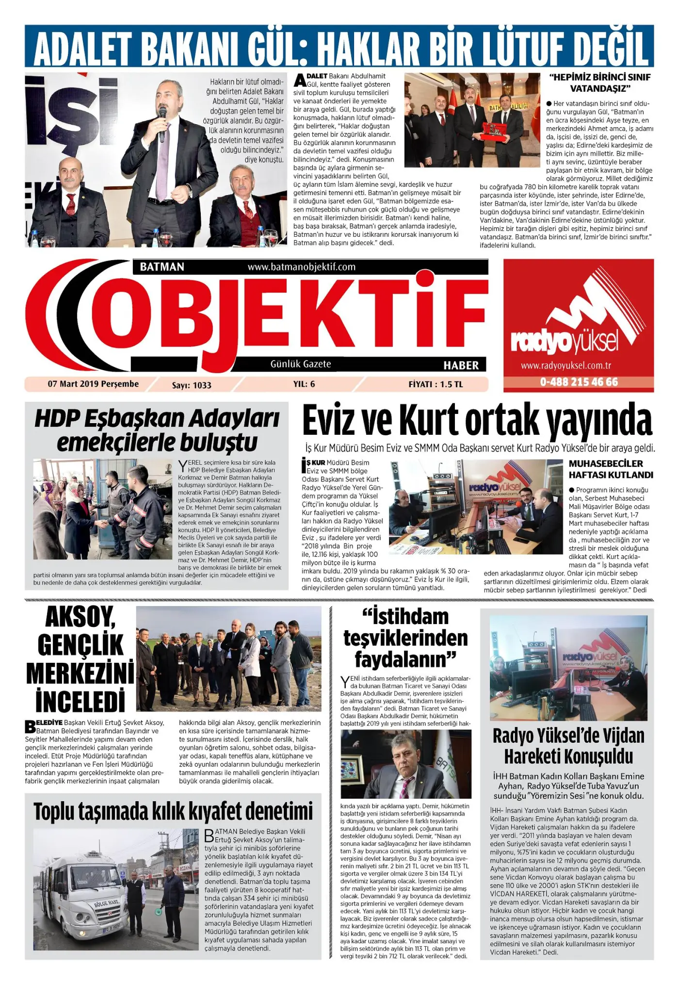 07.03.2019 tarihli sayı, 1. sayfa