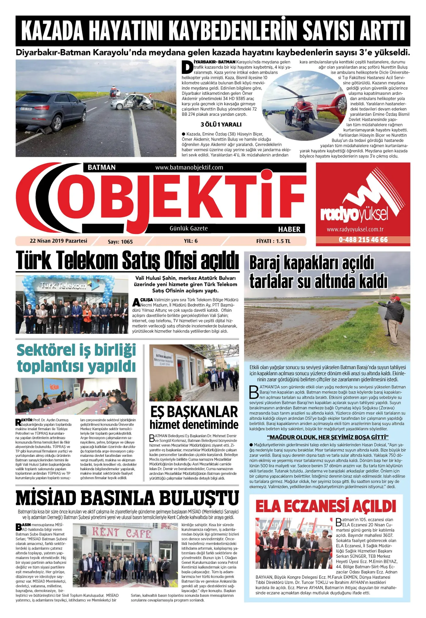 22.04.2019 tarihli sayı, 1. sayfa