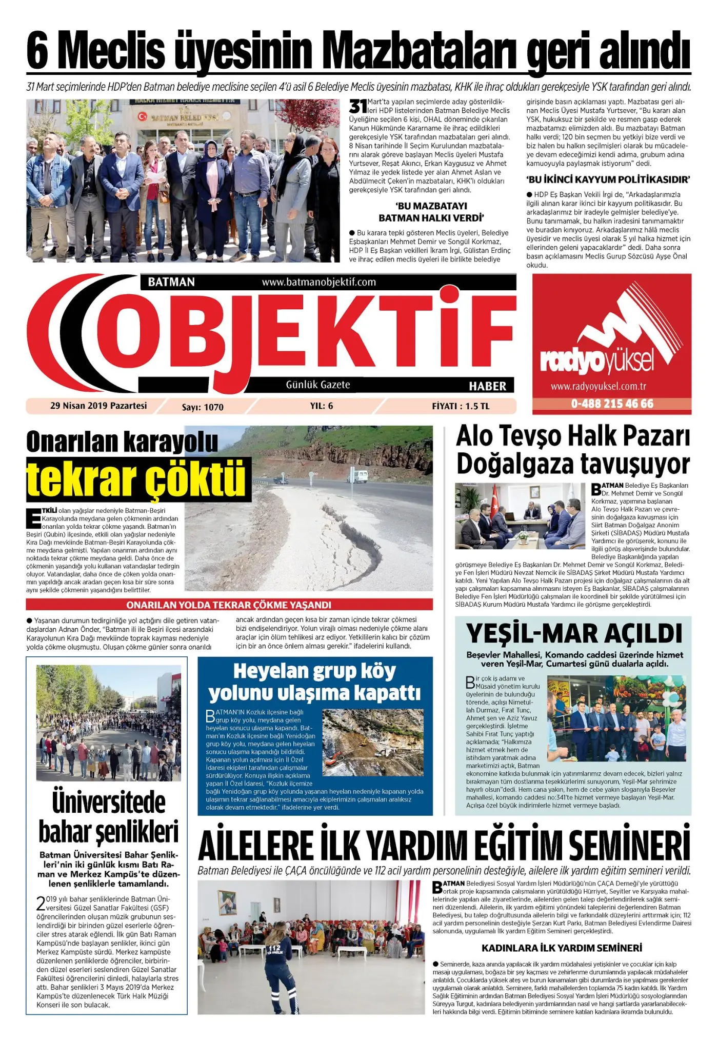 28.04.2019 tarihli sayı, 1. sayfa
