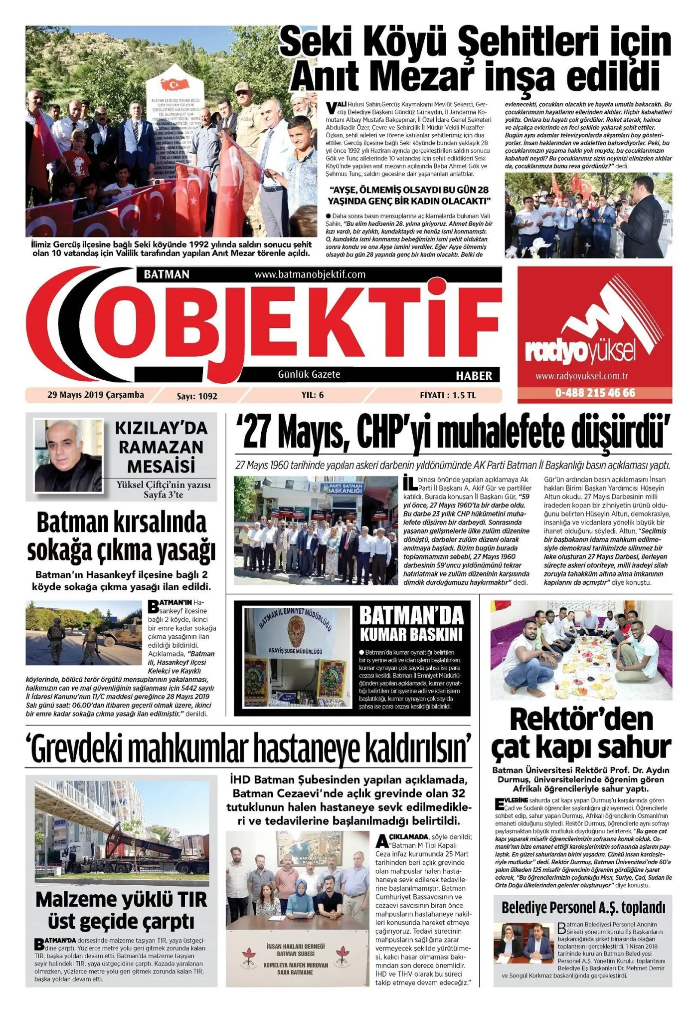 28.05.2019 tarihli sayı, 1. sayfa