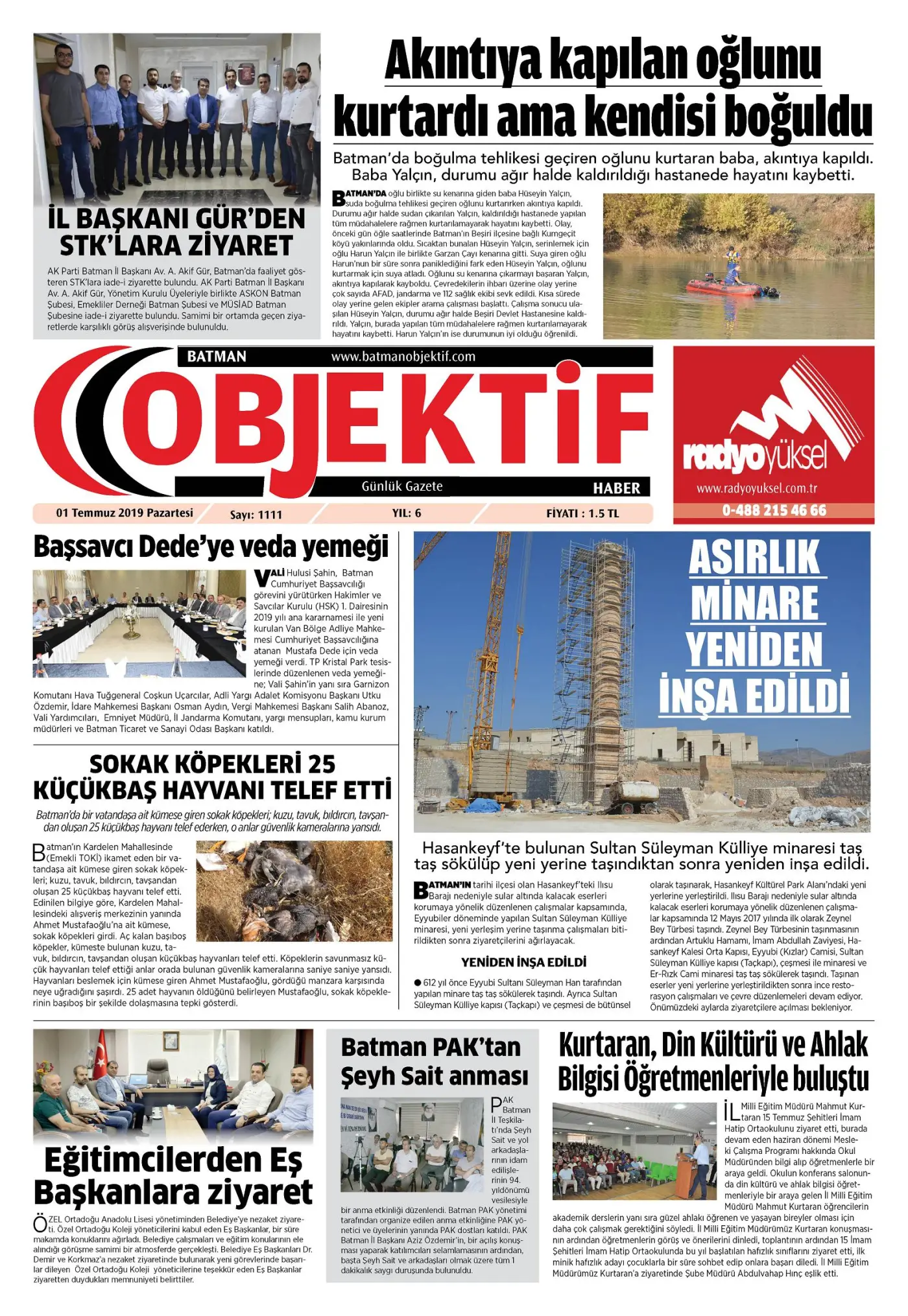 30.06.2019 tarihli sayı, 1. sayfa