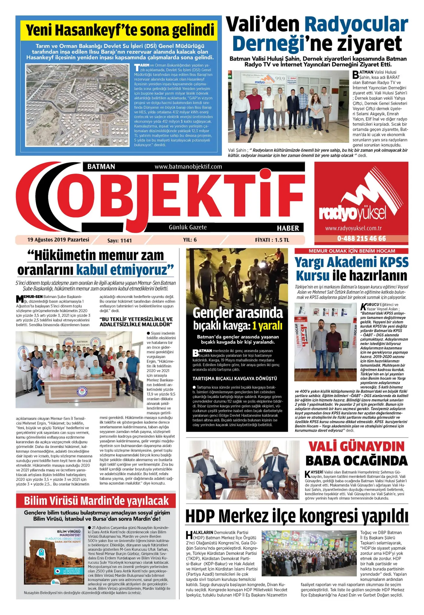 19.08.2019 tarihli sayı, 1. sayfa
