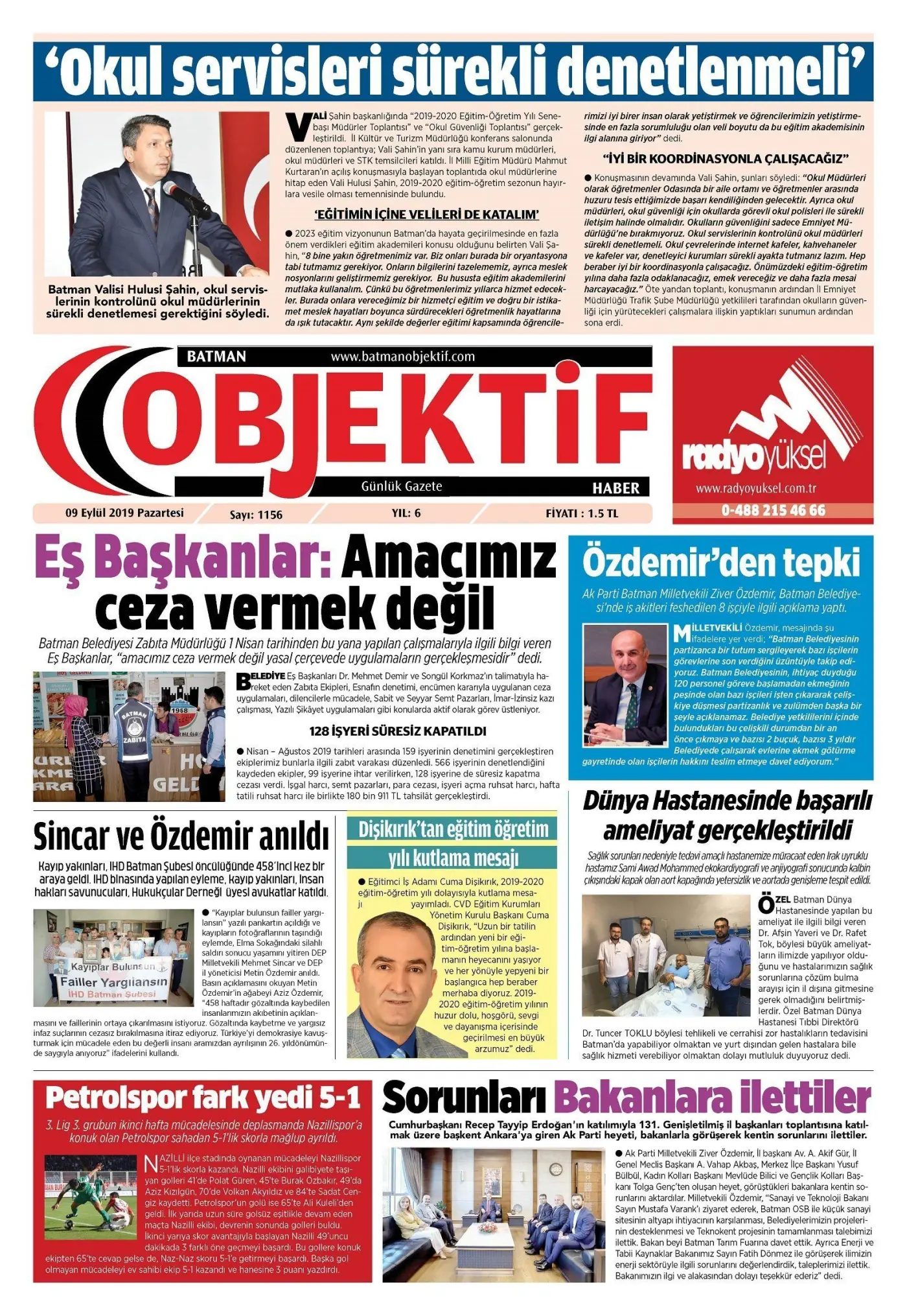 08.09.2019 tarihli sayı, 1. sayfa