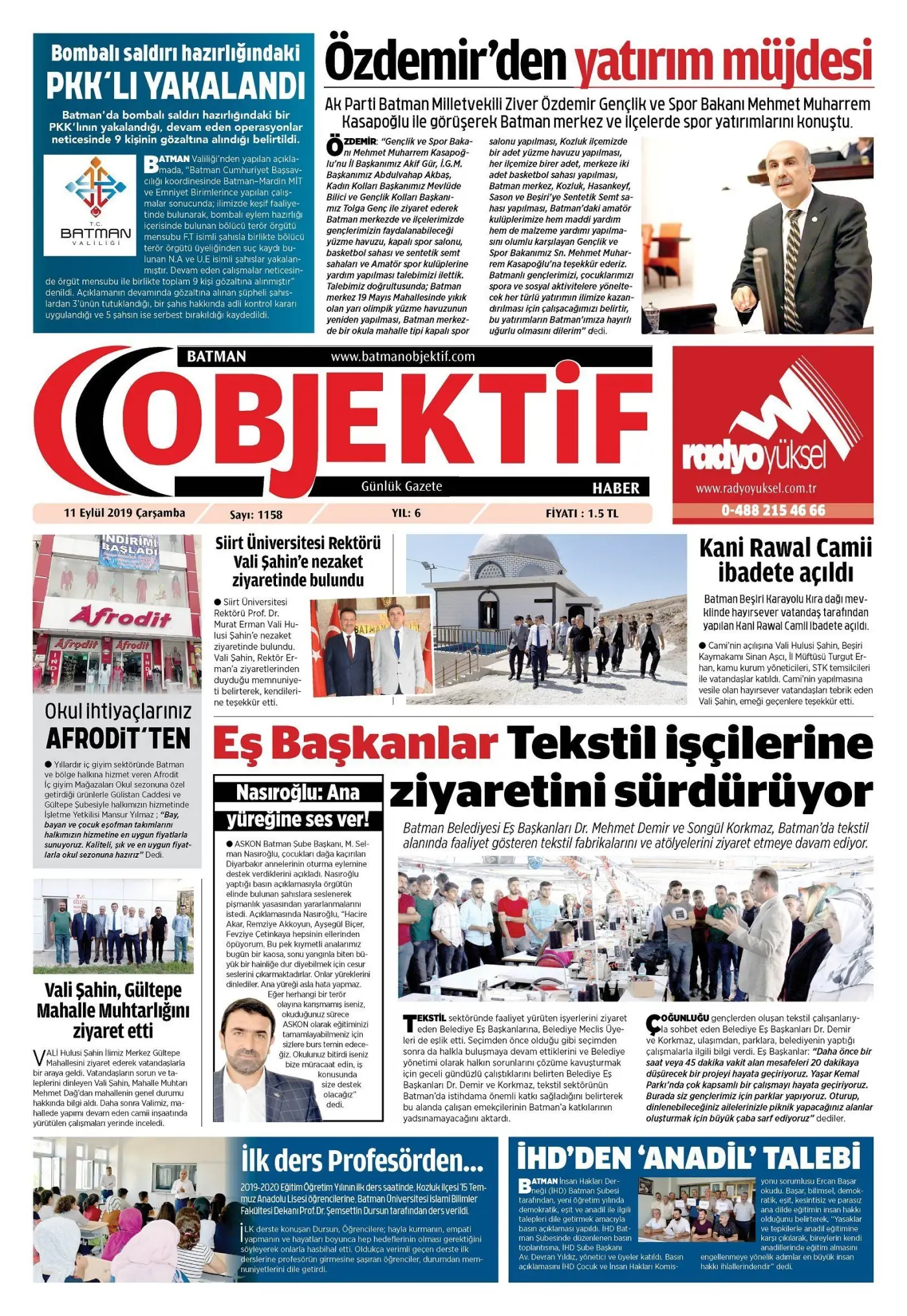 10.09.2019 tarihli sayı, 1. sayfa