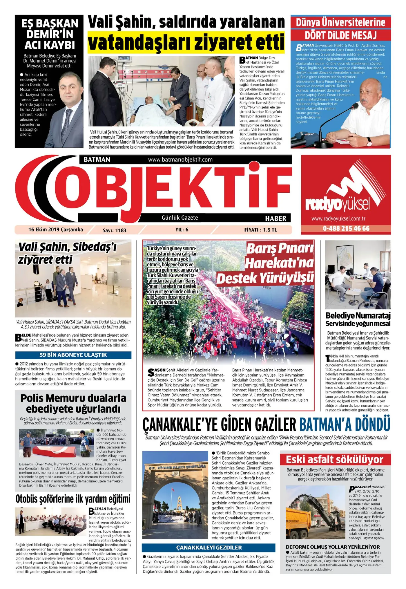 16.10.2019 tarihli sayı, 1. sayfa