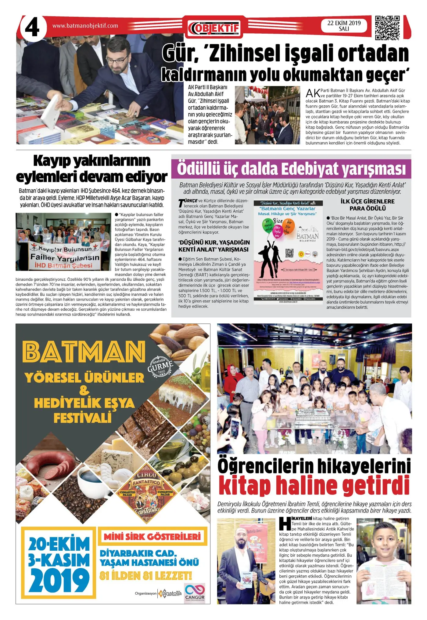 22.10.2019 tarihli sayı, 1. sayfa