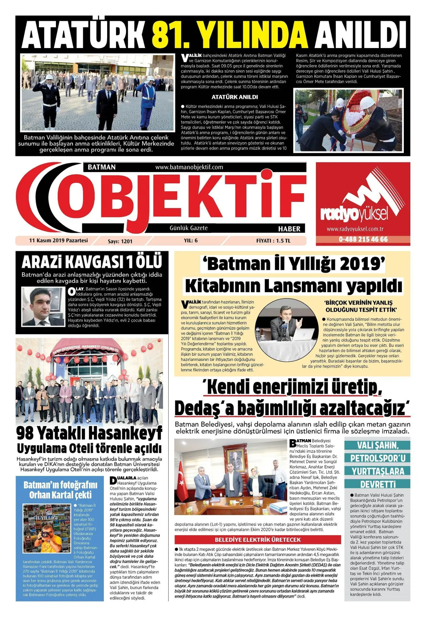 11.11.2019 tarihli sayı, 1. sayfa