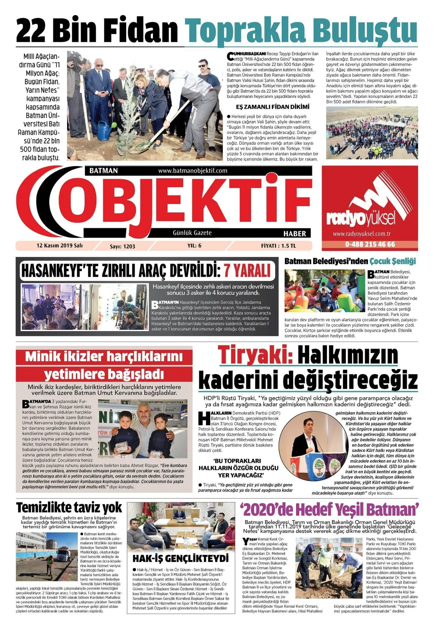 12.11.2019 tarihli sayı, 1. sayfa