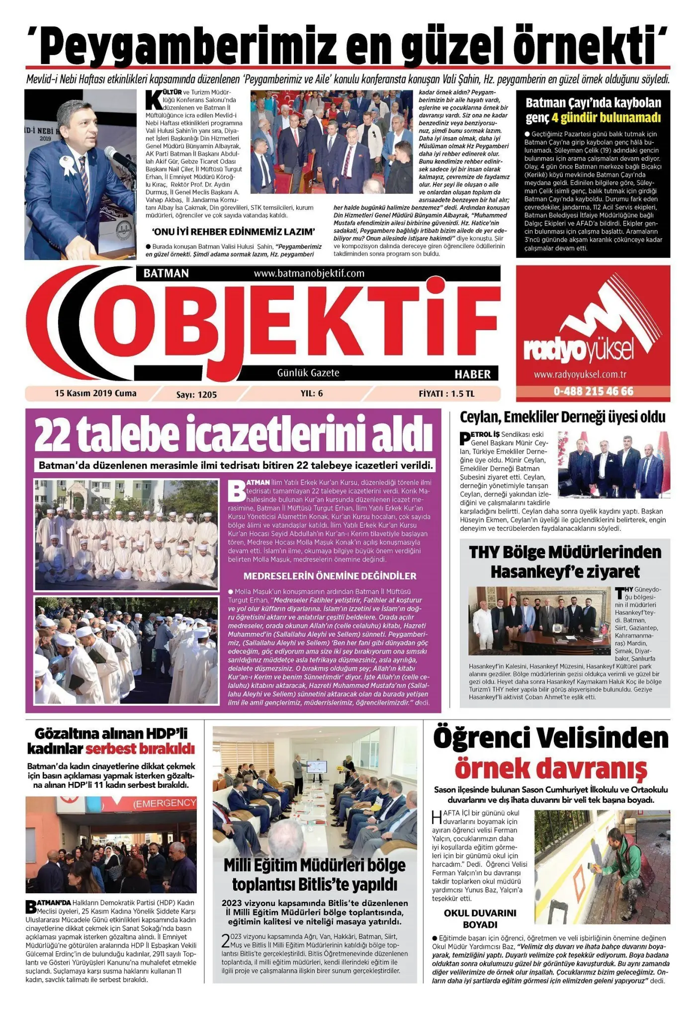 15.11.2019 tarihli sayı, 1. sayfa