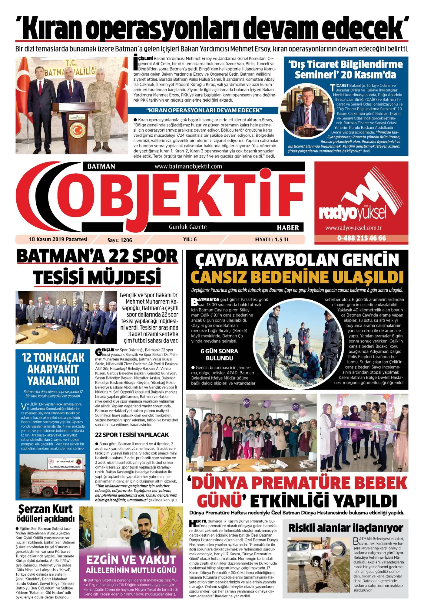 17.11.2019 tarihli sayı, 1. sayfa