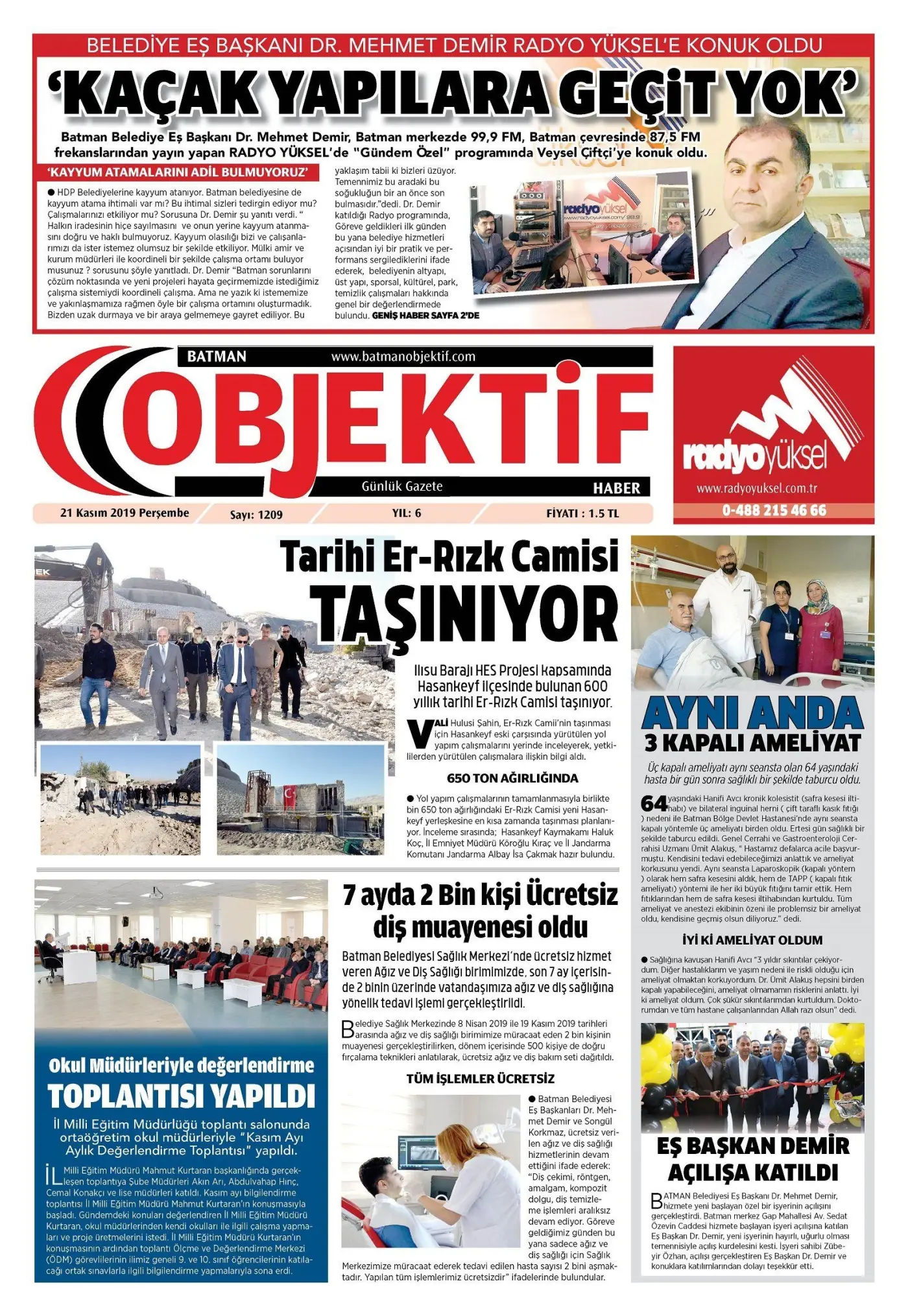 21.11.2019 tarihli sayı, 1. sayfa