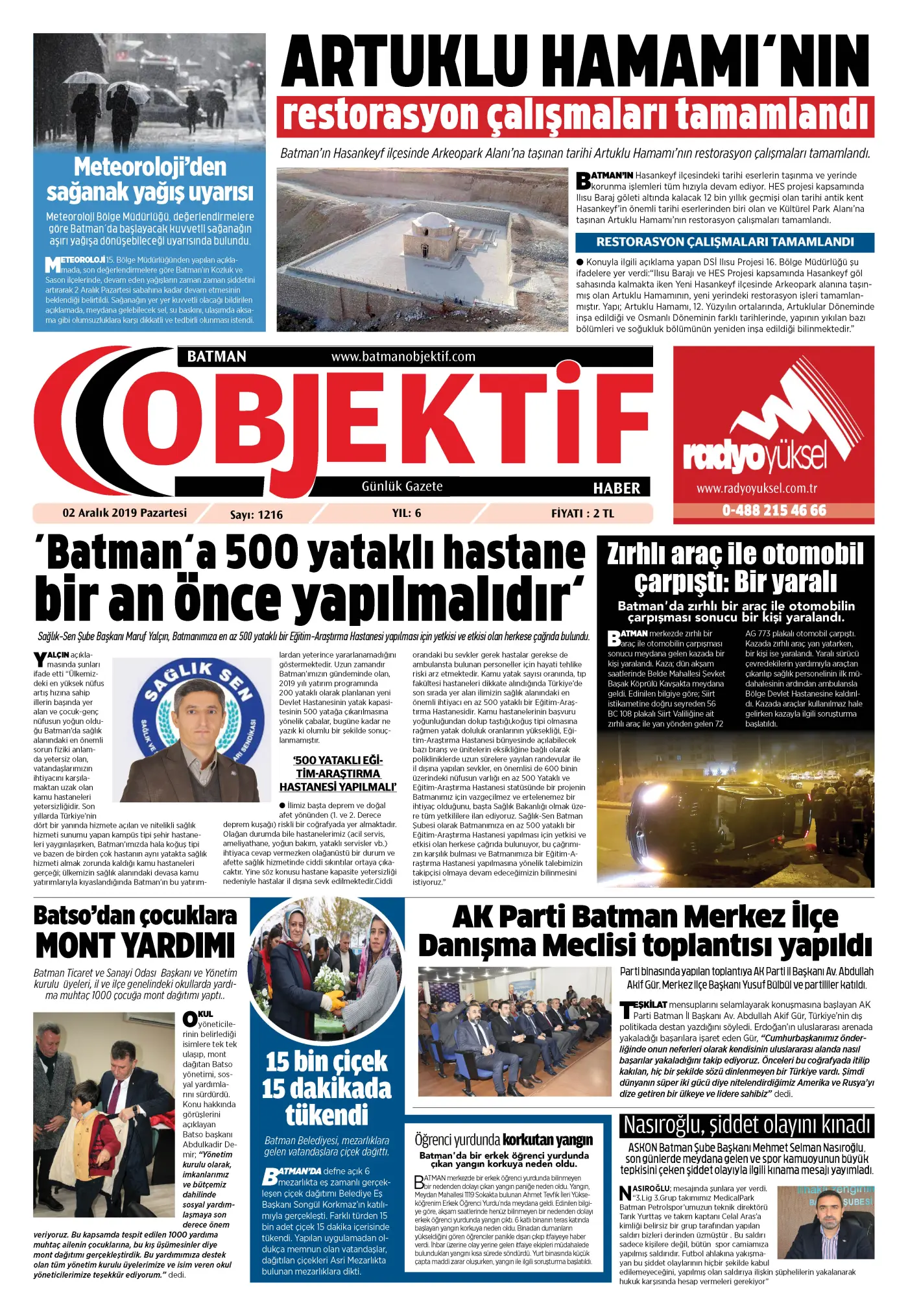 02.12.2019 tarihli sayı, 1. sayfa
