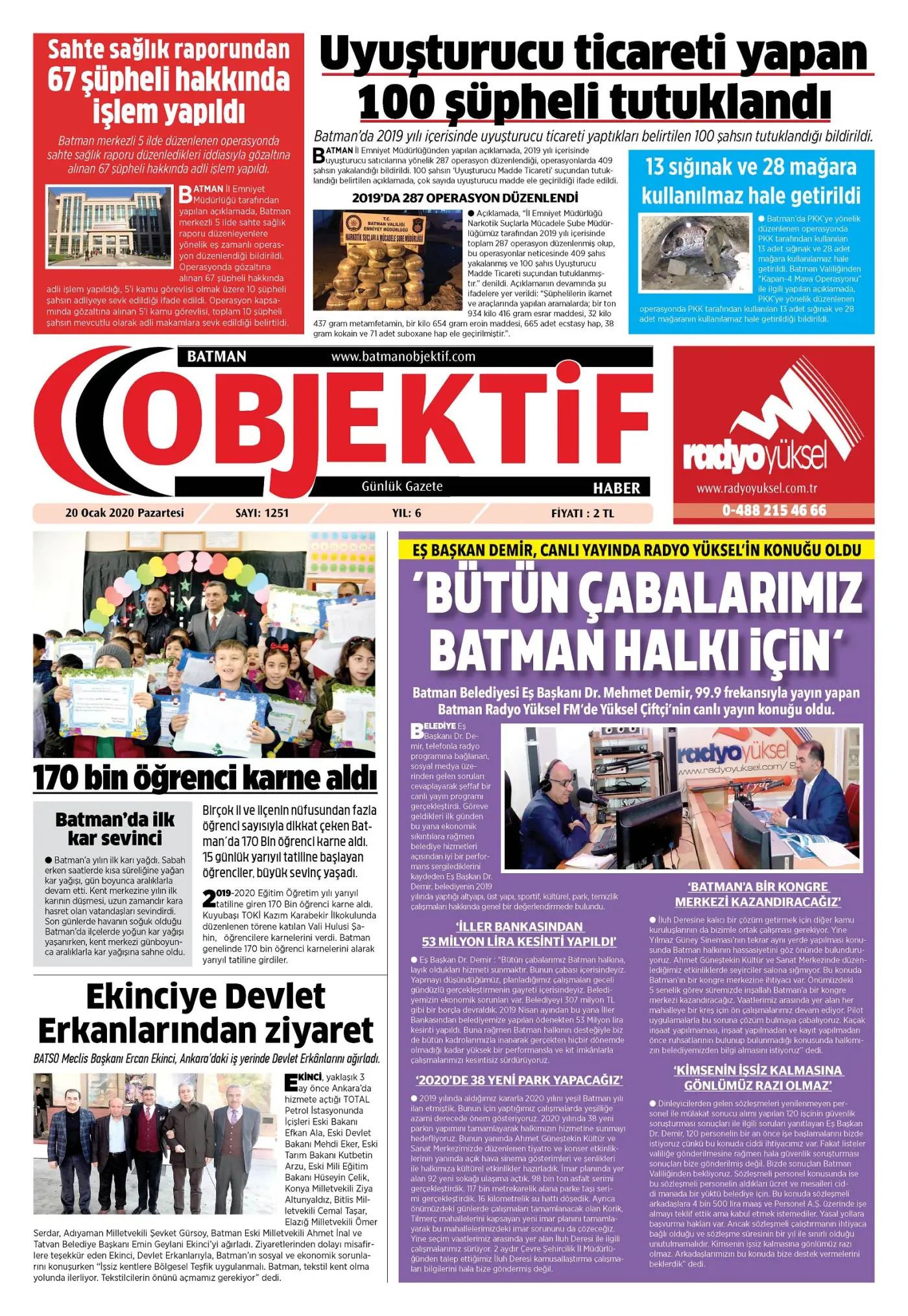 19.01.2020 tarihli sayı, 1. sayfa