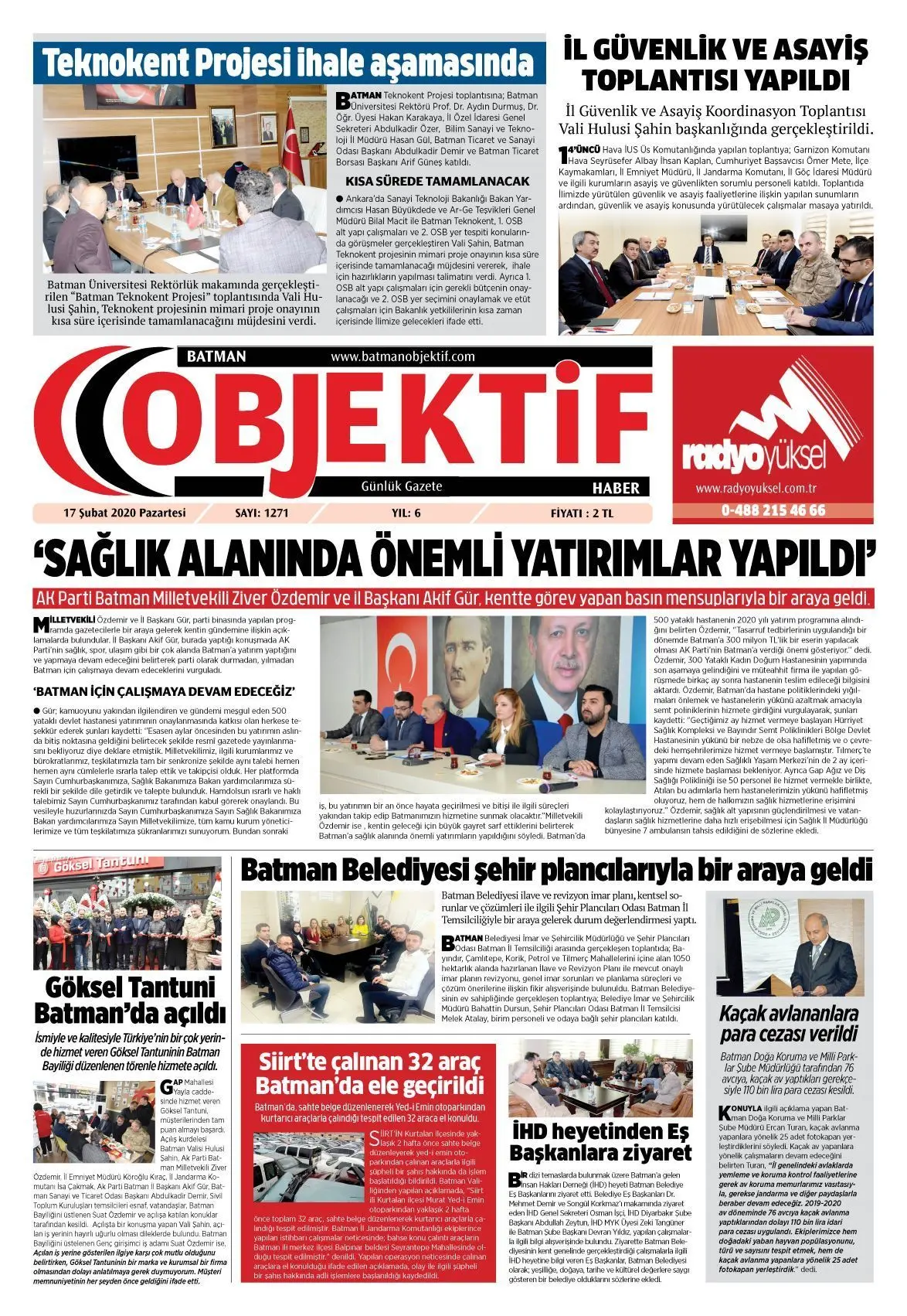 16.02.2020 tarihli sayı, 1. sayfa