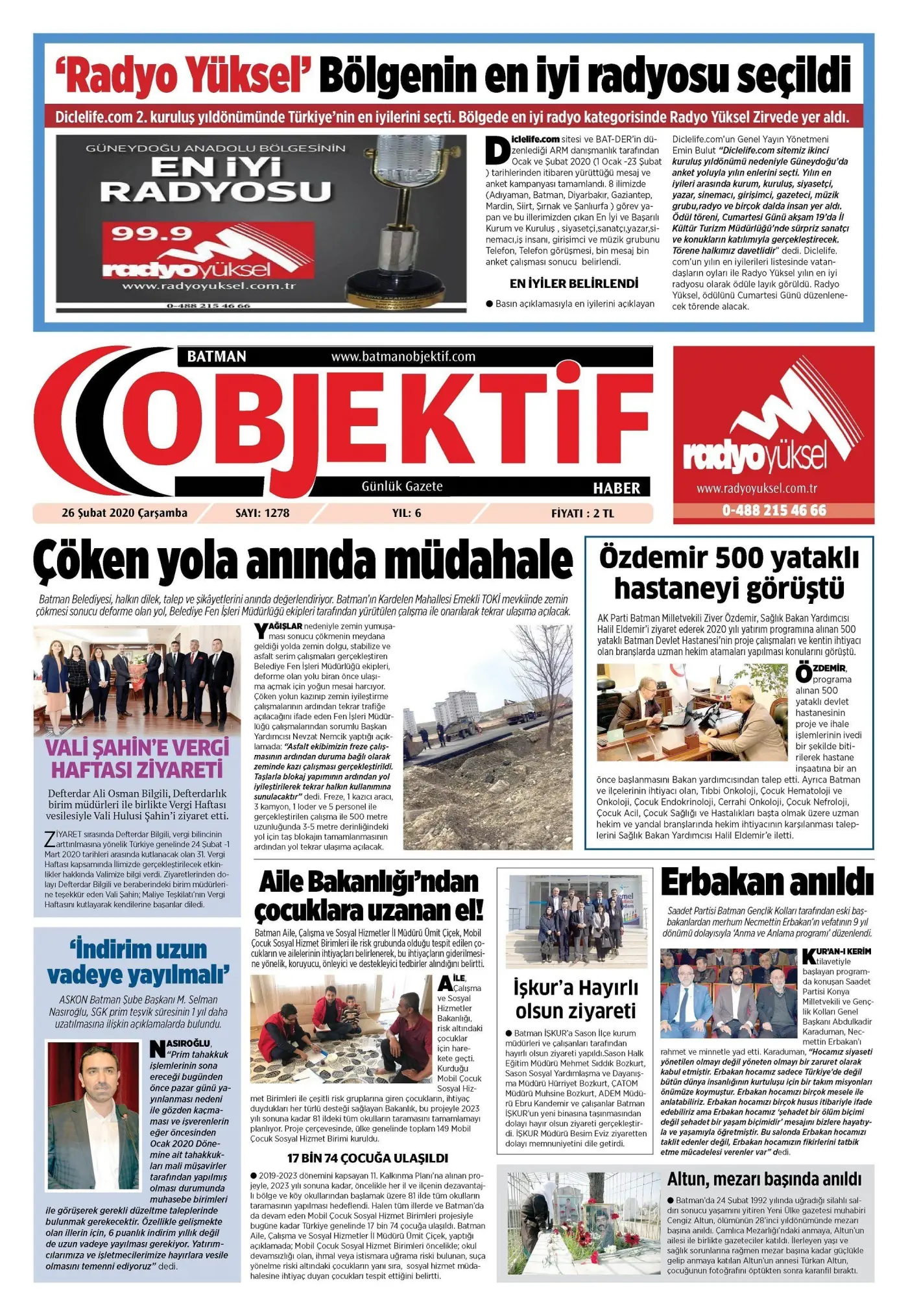 25.02.2020 tarihli sayı, 1. sayfa