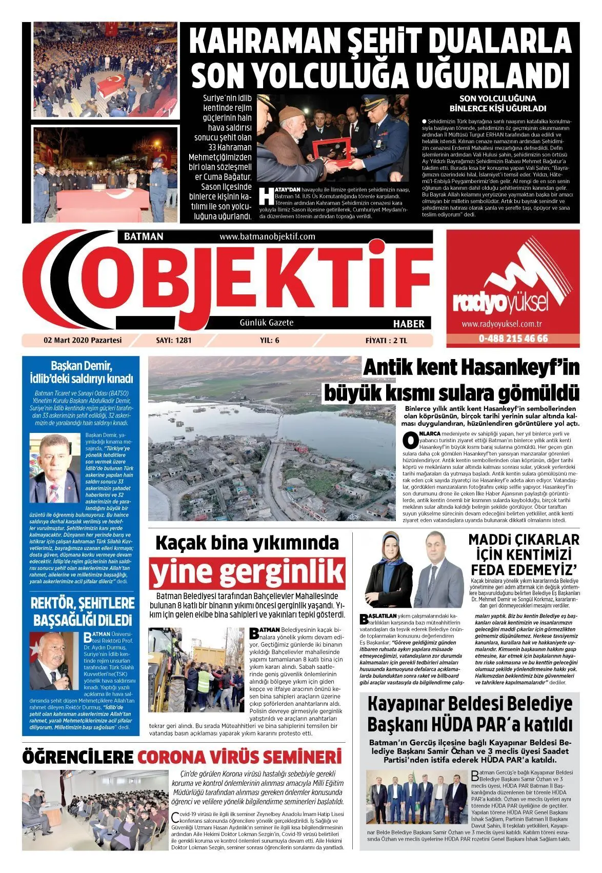 01.03.2020 tarihli sayı, 1. sayfa