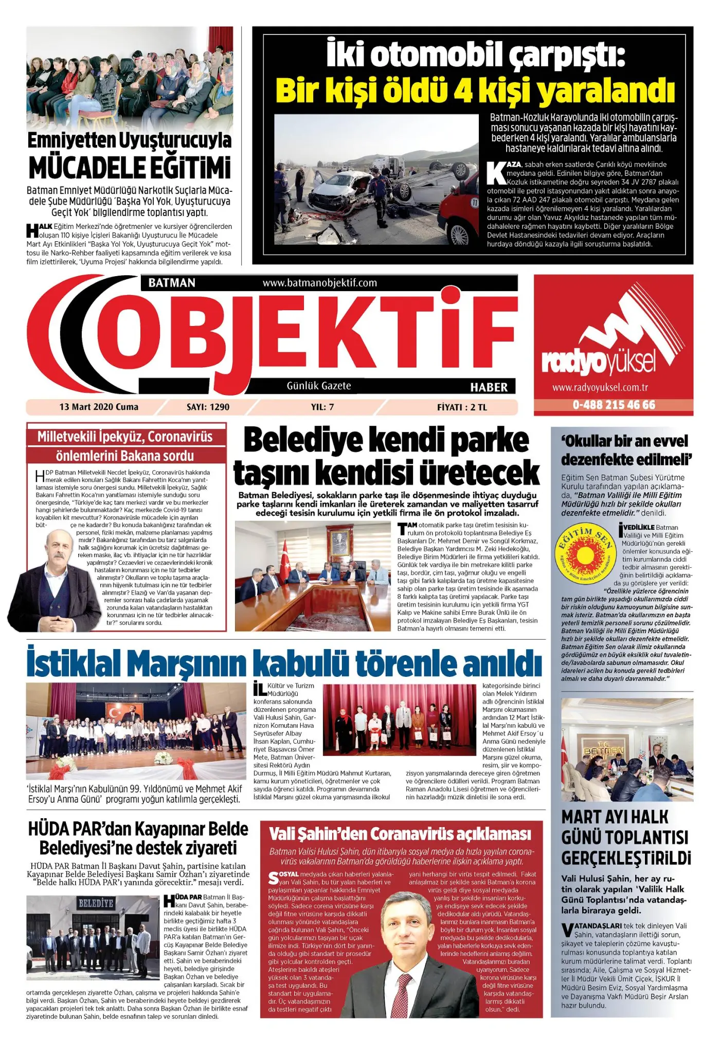 12.03.2020 tarihli sayı, 1. sayfa