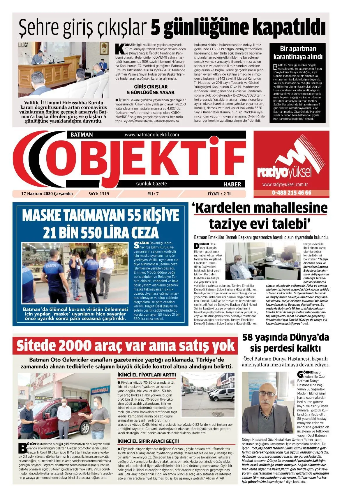 16.06.2020 tarihli sayı, 1. sayfa