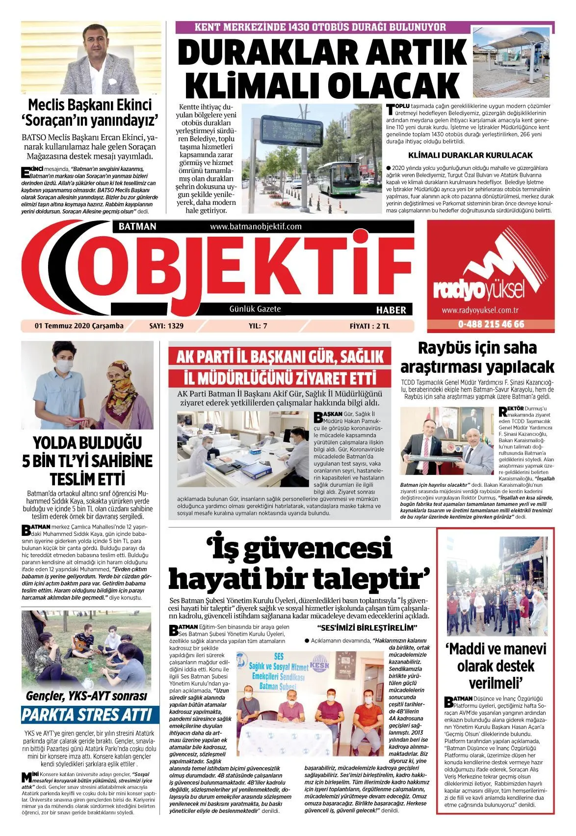 30.06.2020 tarihli sayı, 1. sayfa