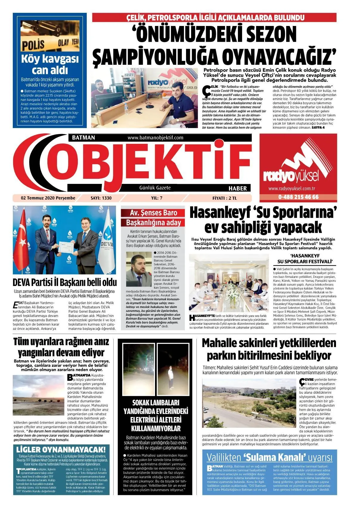 01.07.2020 tarihli sayı, 1. sayfa