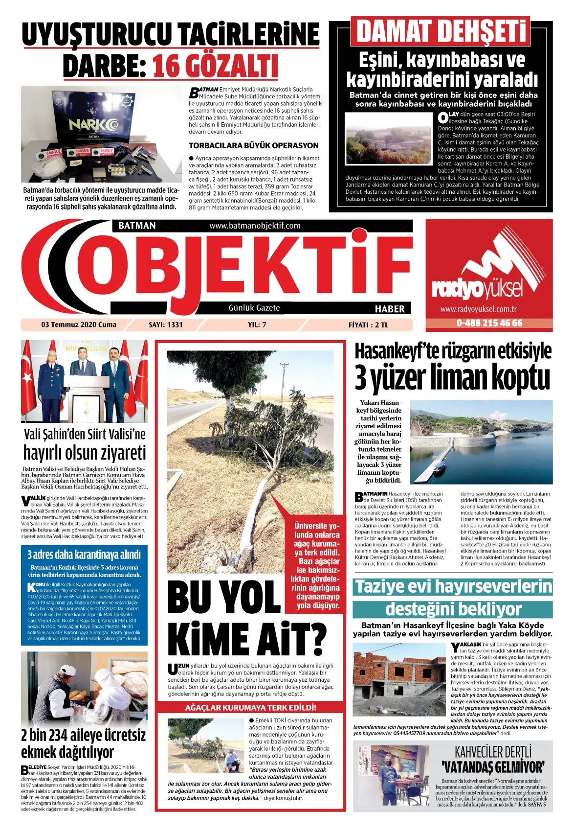 03.07.2020 tarihli sayı, 1. sayfa