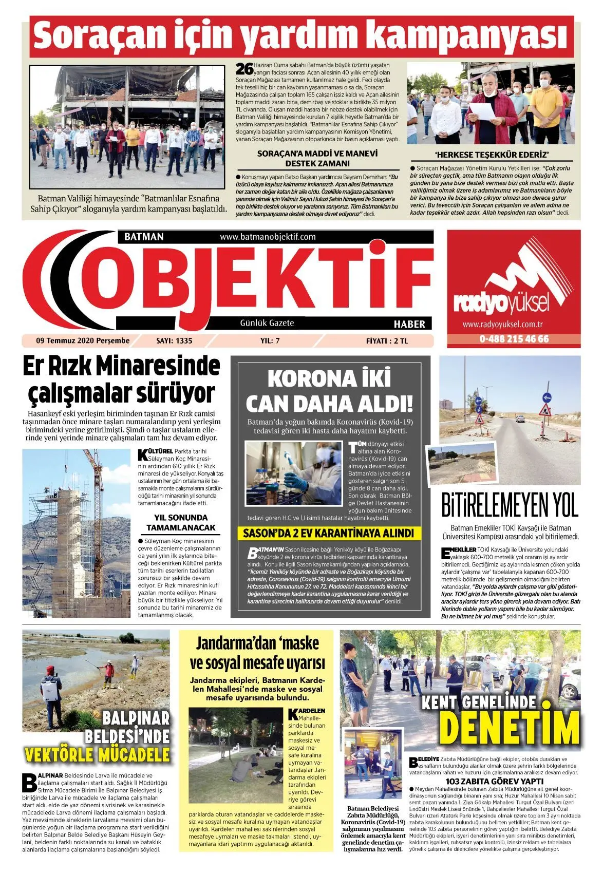 08.07.2020 tarihli sayı, 1. sayfa