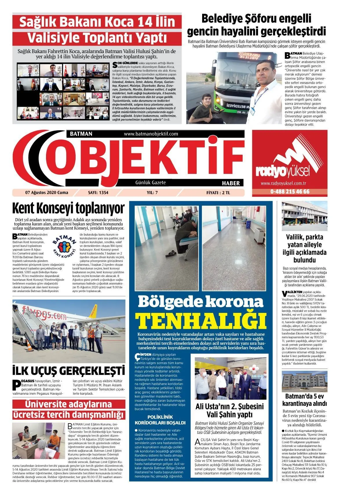 07.08.2020 tarihli sayı, 1. sayfa