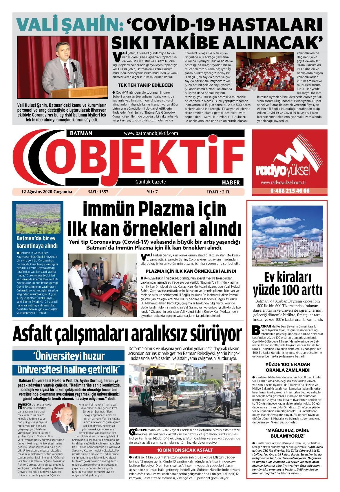 11.08.2020 tarihli sayı, 1. sayfa