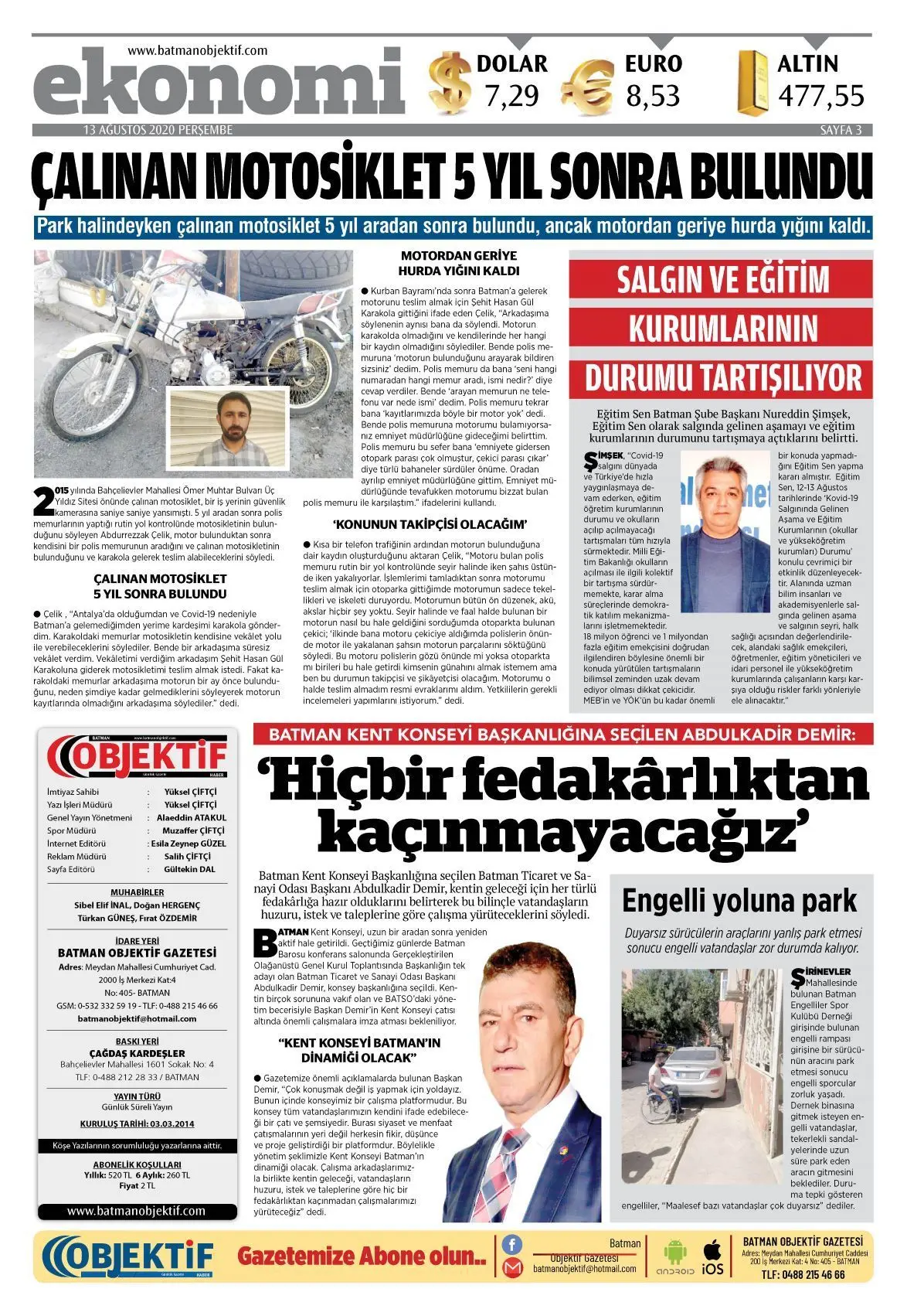 12.08.2020 tarihli sayı, 3. sayfa