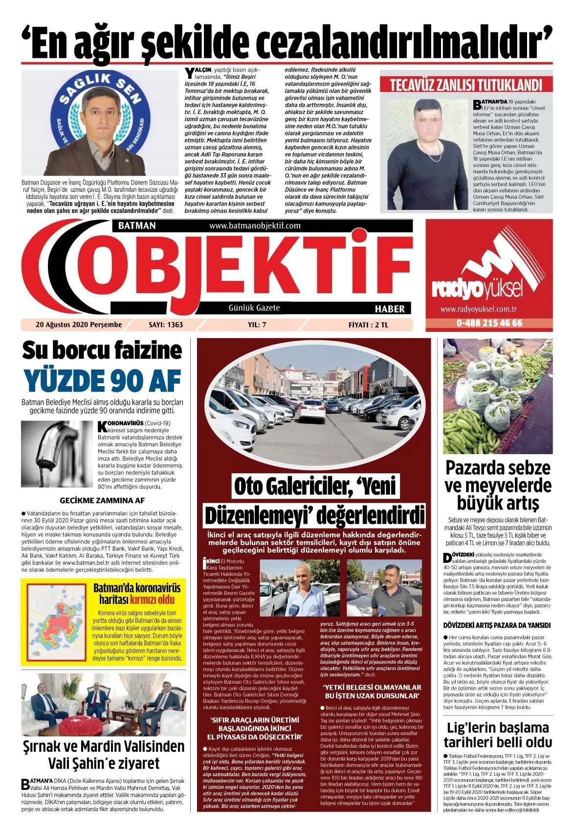 19.08.2020 tarihli sayı, 1. sayfa