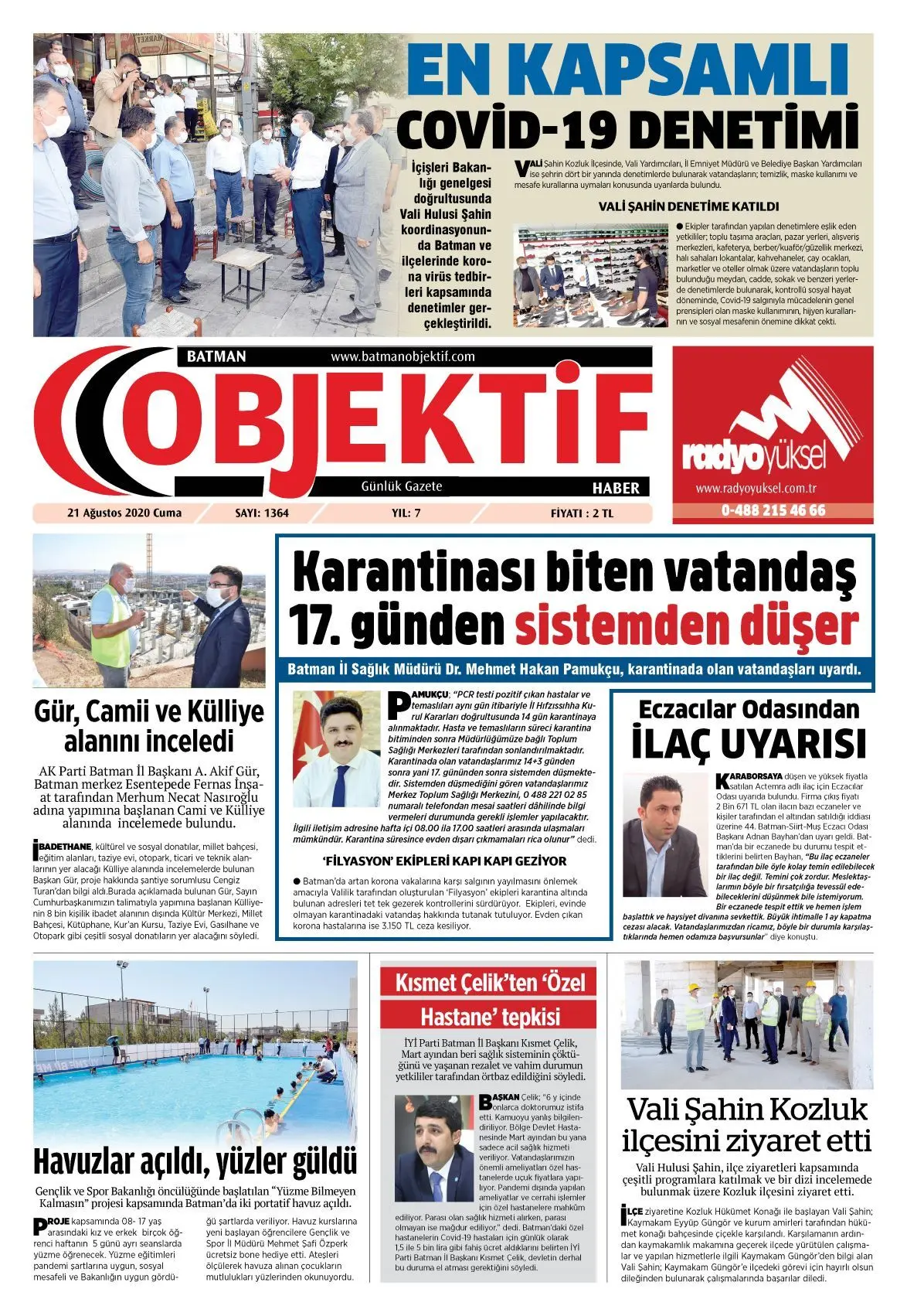 20.08.2020 tarihli sayı, 1. sayfa