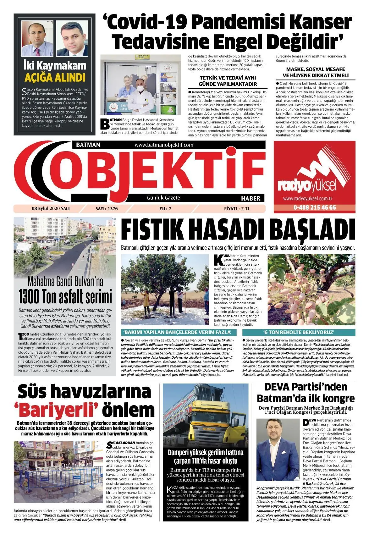 08.09.2020 tarihli sayı, 1. sayfa