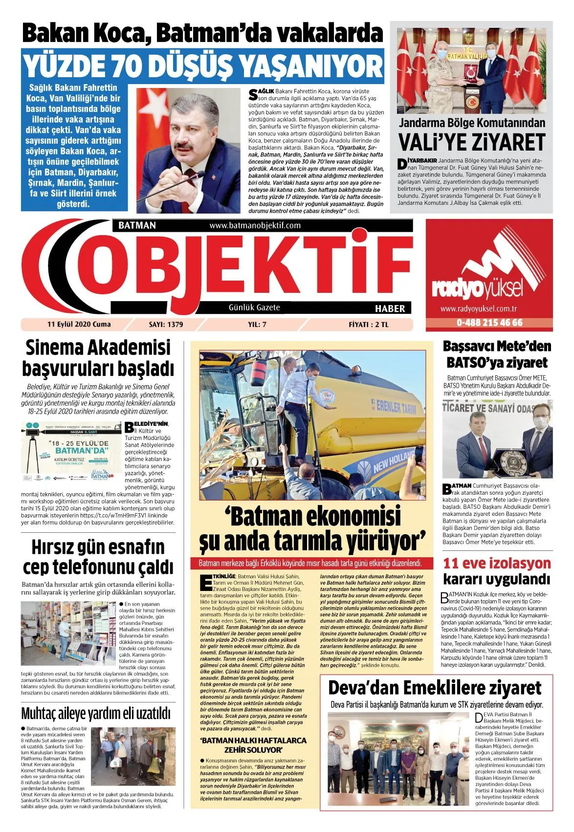 10.09.2020 tarihli sayı, 1. sayfa