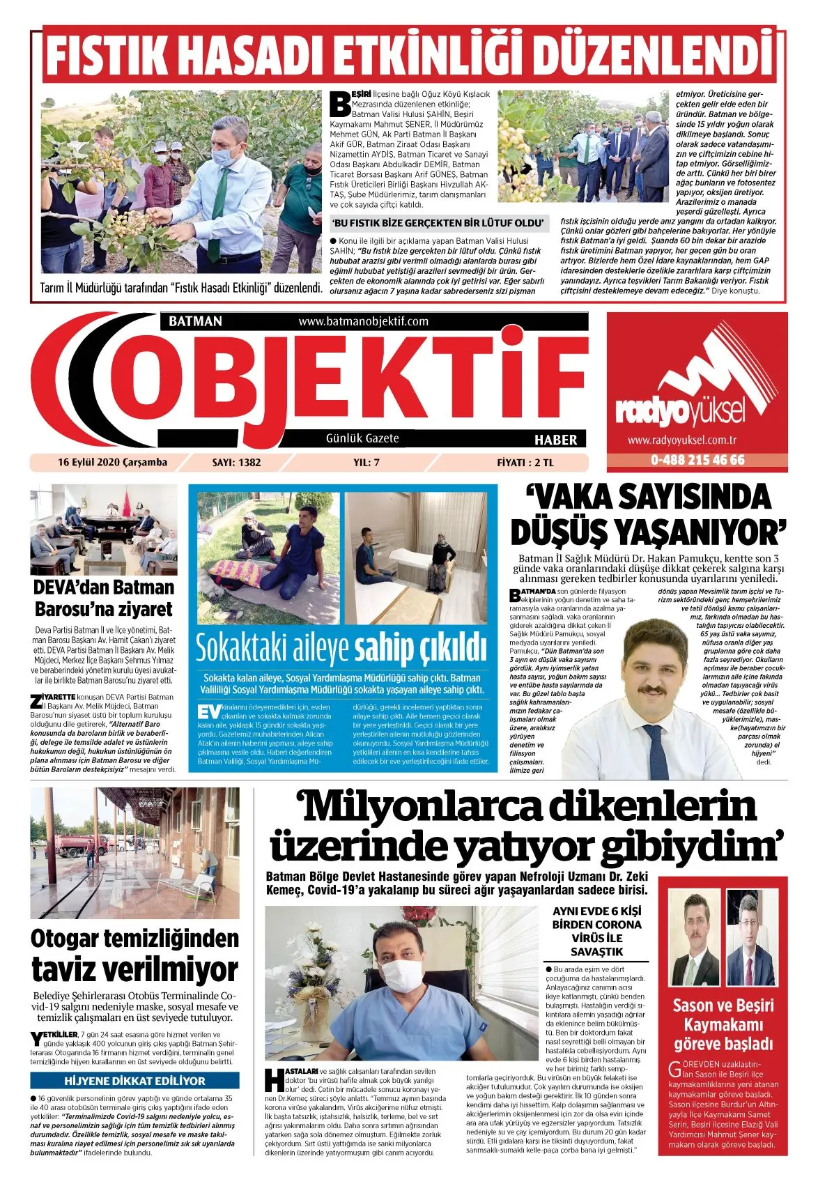 15.09.2020 tarihli sayı, 1. sayfa