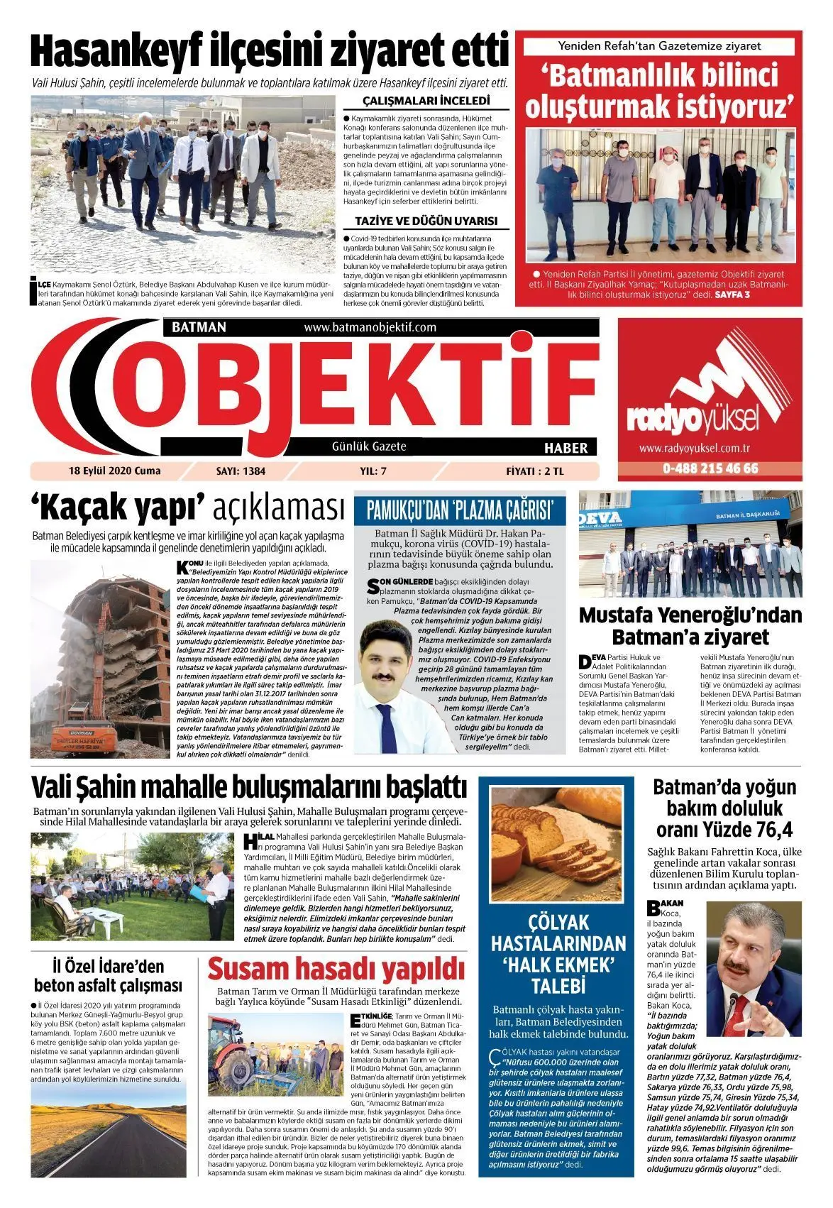 17.09.2020 tarihli sayı, 1. sayfa