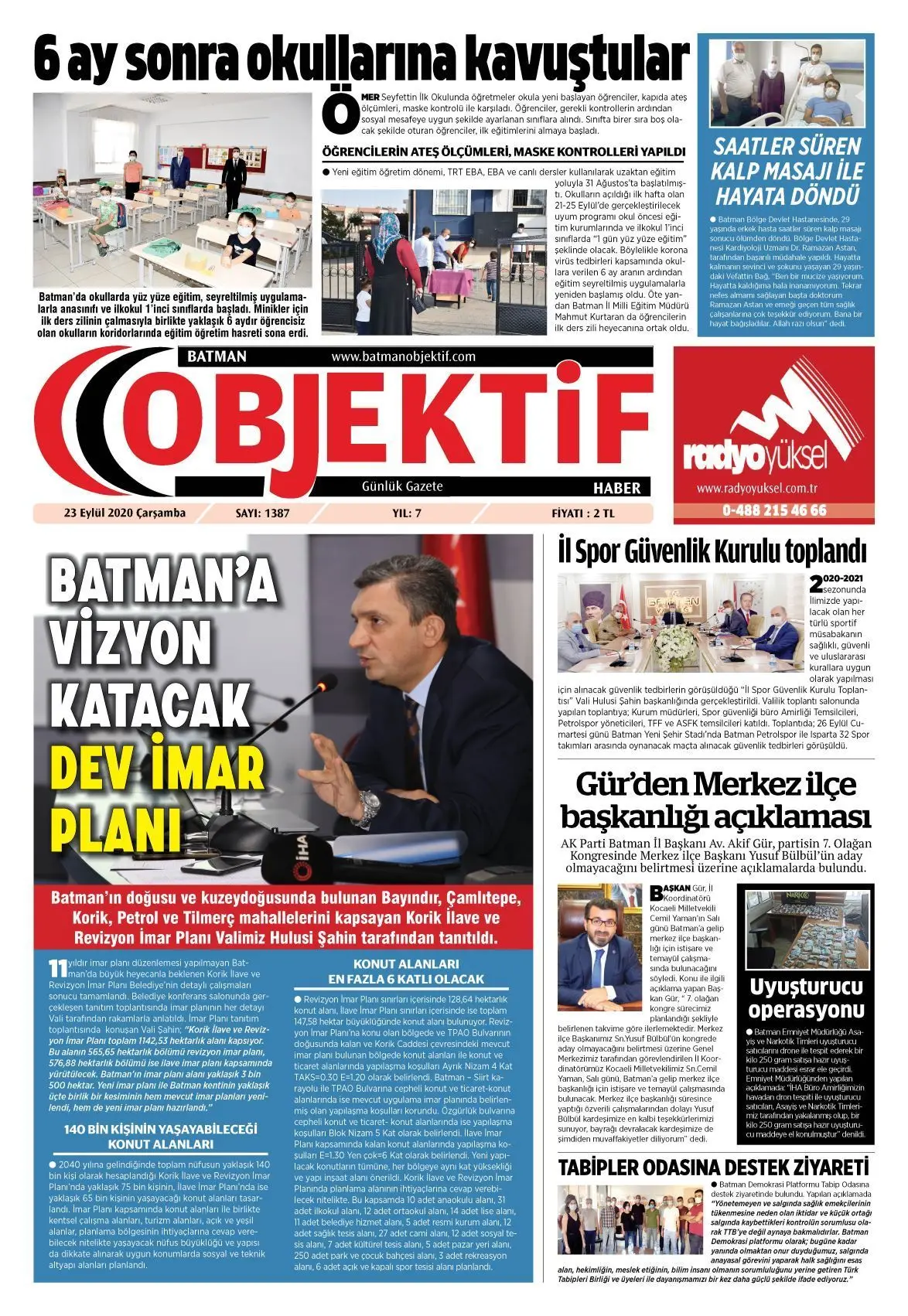 23.09.2020 tarihli sayı, 1. sayfa