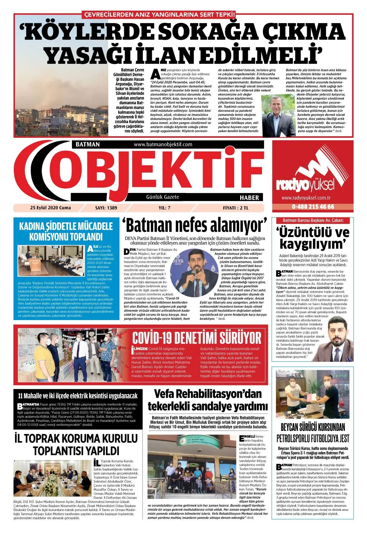 24.09.2020 tarihli sayı, 1. sayfa