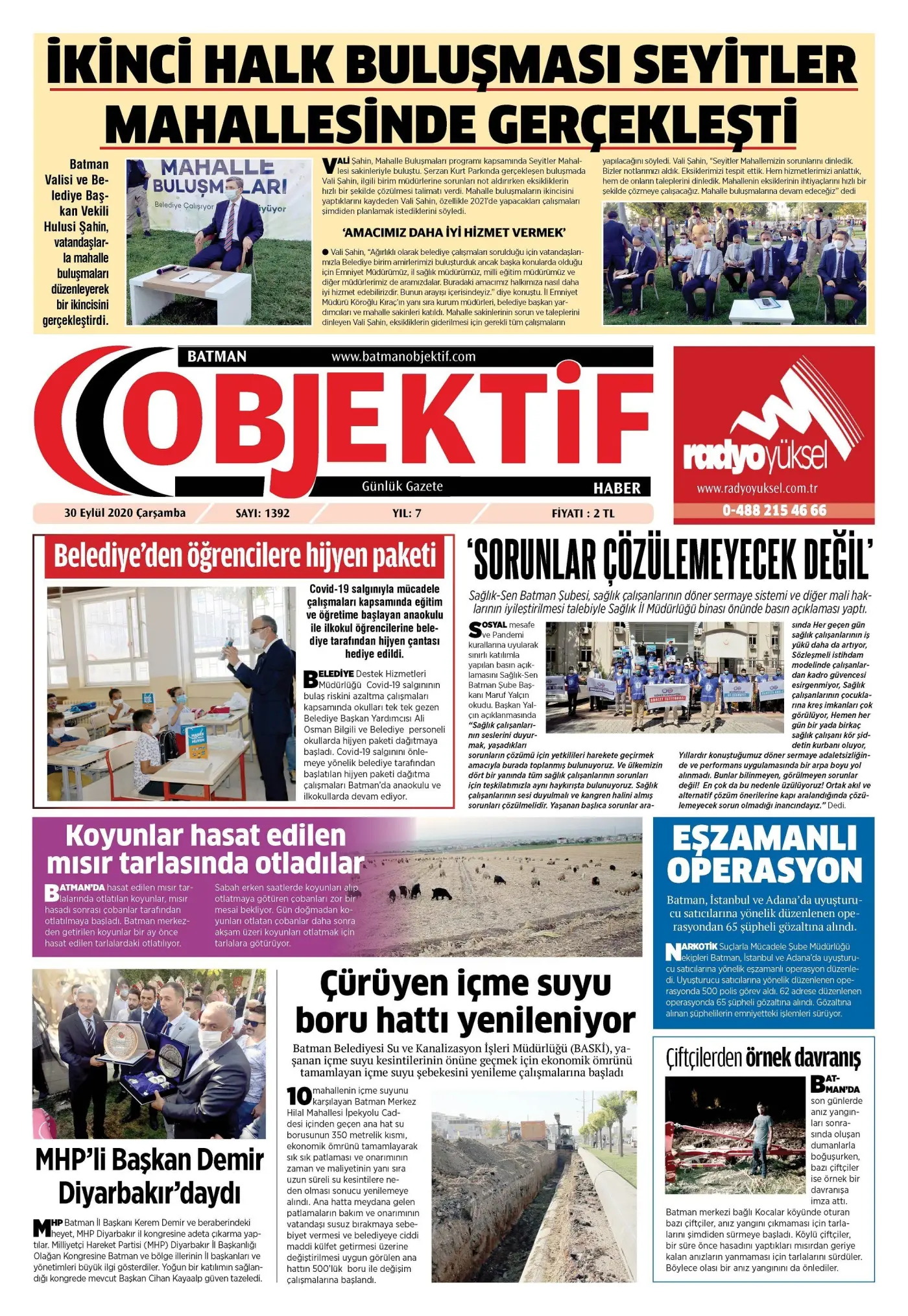 29.09.2020 tarihli sayı, 1. sayfa